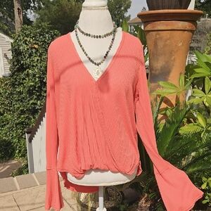 Lucky Brand Boho Wrap Shirt W/bell Sleeves